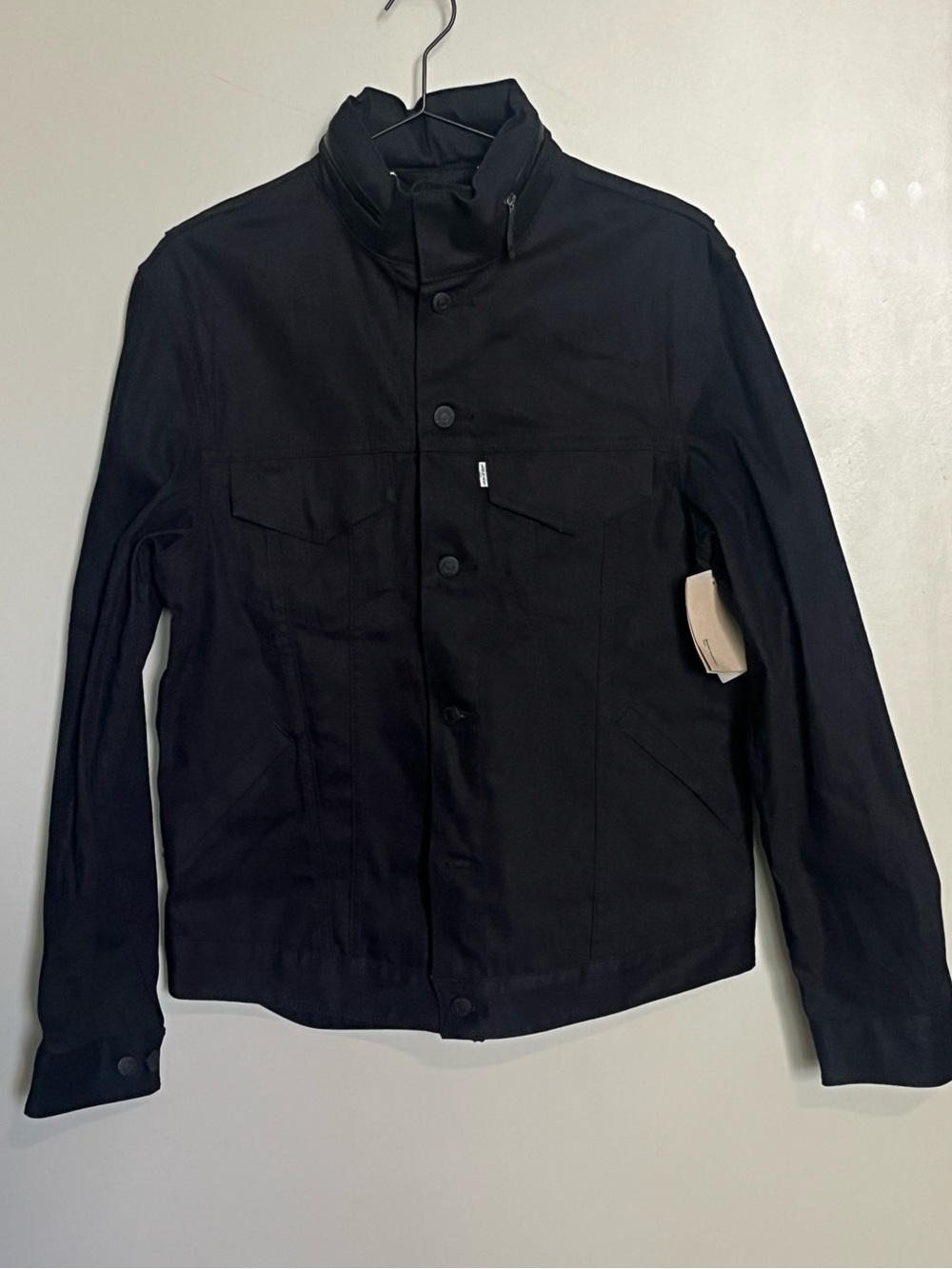 Levi's Commuter Black Windbreaker Jacket Strech Venting Hoodie Sz M